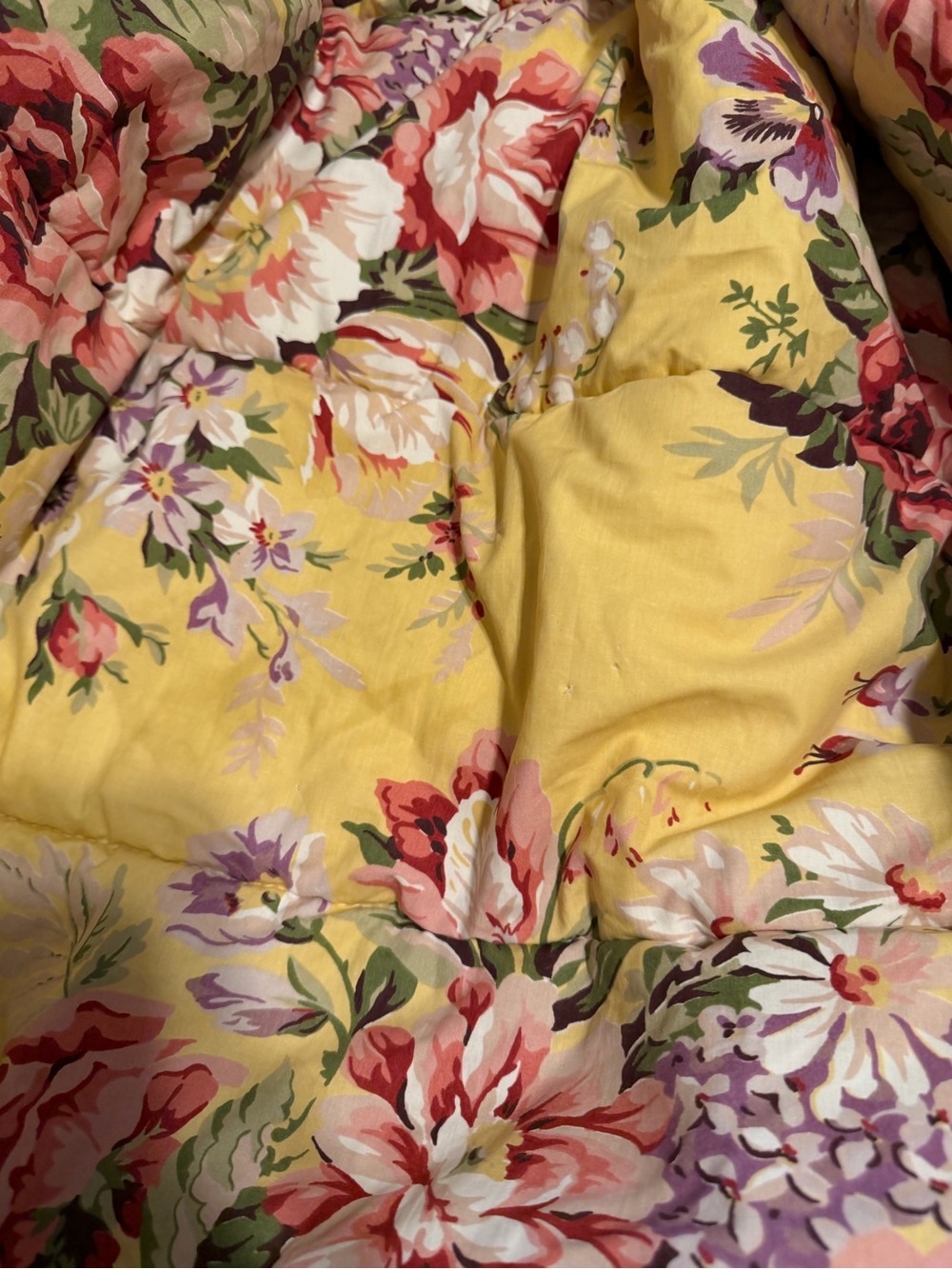 Ralph Lauren Sophie Brooke Yellow Floral Cabbage Rose Reversible Comforter - Picture 15 of 16